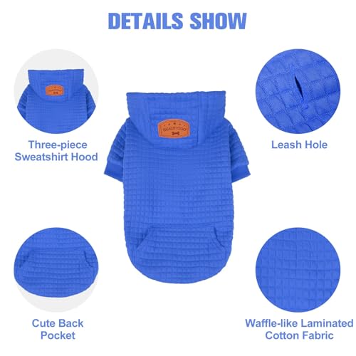 Dog Hoodies Sweater for Small Dogs (Blue / S/M (Back: 14",Chest: 19", Neck: 12"))