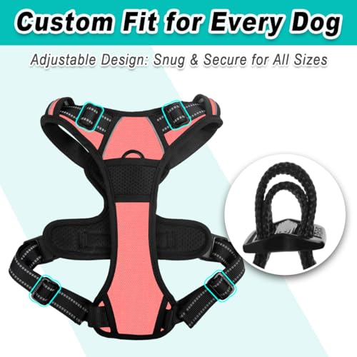 Dog Harness for Medium Sized Dog No Pull 2 Leash Clips Dog Vest (Medium / Light Pink)