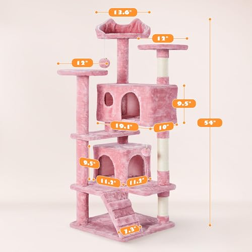 54in Cat Tree Tower (Pink / 54in)