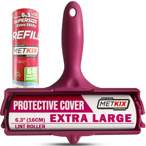 Large Lint Roller 6.3" with Extra Refill (1 Roller + 1 Refill (120 Sheets Total))