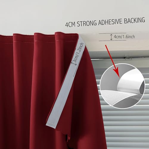 Self Adhesive Curtains (35"W x 71"L (Pack of 1) / Burgundy)