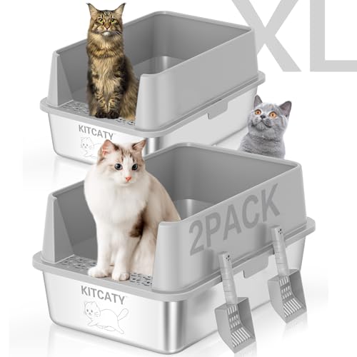 2PACK Stainless Steel Litter Box (2PACK-Grey)