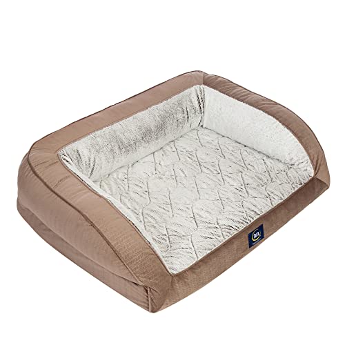 Orthopedic Quilted Couch Dog Bed for Pets (38.0"L x 27.0"W x 10.0"Th / Chocolate Brown)