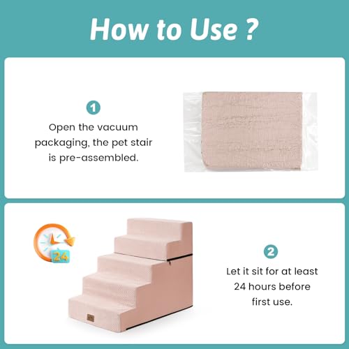 Dog Stairs for Small Dogs (Pink / 17.7x29.5x23.6 inch)