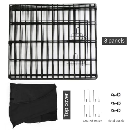 Foldable Metal Dog Exercise Pen (Black / 24''H)