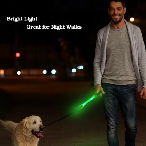 LED Dog Leash with Light Heavy Duty for Large Dogs Night Walking (Coyote Brown)