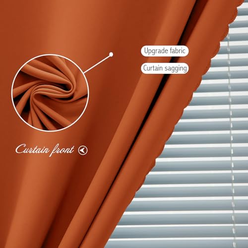 Self Adhesive Curtains Portable Blackout Curtain Simple and Easy to Install Bedroom Window Thermal Lnsulated Kitchen Room Darkening Black Small Drapes (35"W x 71"L (Pack of 1) / Orange)