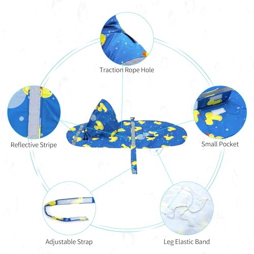 Large Dog Raincoat Adjustable (2X-Large (Pack of 1) / Blue Duck)