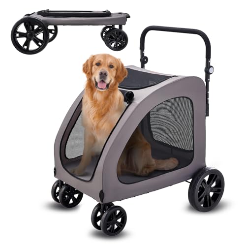 Pet Stroller 4 Wheels Dog Carrier with Brakes