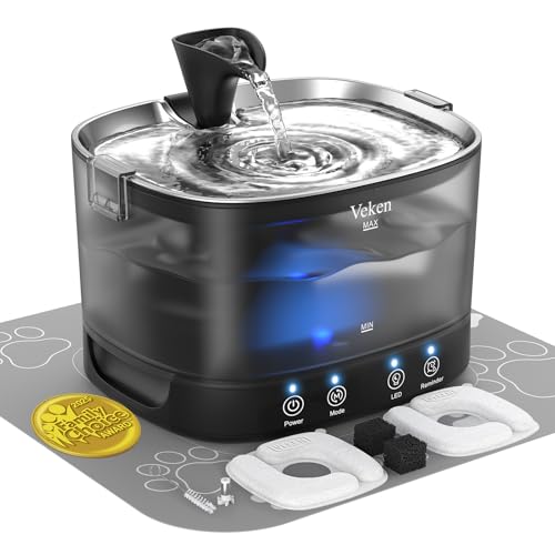 85oz 2.5L Cordless Cat Water Fountain for Cats (Black Silver)