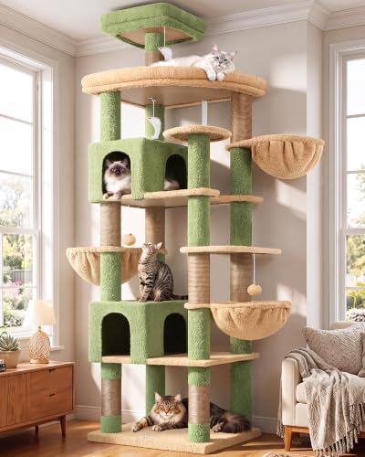 82in Cactus Extra Large Cat Tree for Indoor Cat Large Adult (82inch / Cactus Green)