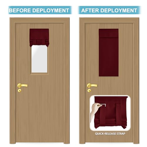 Front Door Window Covering Tie Up Small Sidelight Curtain Blackout (Burgundy Red / 12"W x 40"L (Pack of 1))