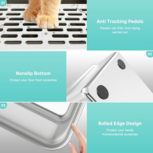 Stainless Steel Cat Litter Box (4 - White (Pack of 1))