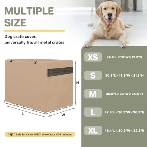 Dog Crate Cover (Beige (with left window) / 30 Inch)
