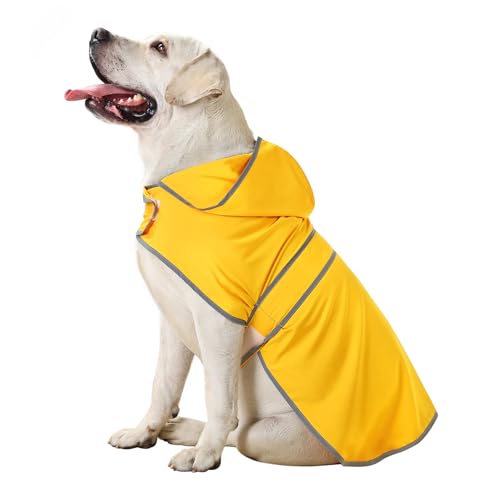Dog Raincoat Waterproof Dog Rain Jacket with Hood (Yellow / X-Large)
