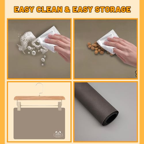 12"×20" Brown Absorbent Dog Mat for Food and Water Bowl (Brown-GT / 12"×20")