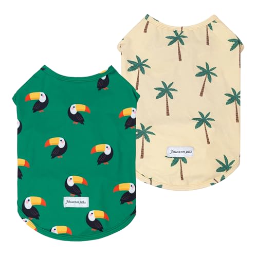 2 Pack Toucan & Palm Tree UPF 50+ Sun UV Protection Dog Shirt (Medium / Toucan & Palm Tree)