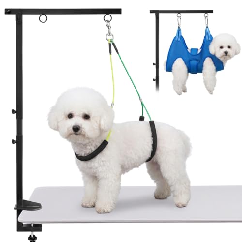 Dog Grooming Arm for Table (M Hammock (Leg Spacing: 5.1–10.6″) / Blue)