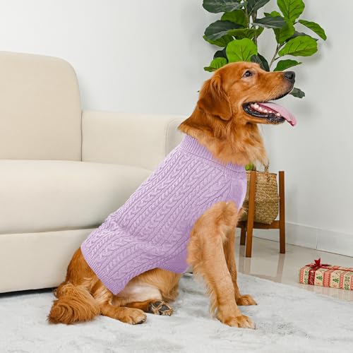 Dog Sweater 2 Pack for Large Dogs (Pink & Purple / X-Large)