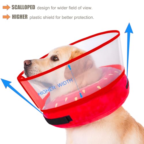 Inflatable Dog Cone Collar for Large Medium Small Dogs (Strawberry / X-Large)