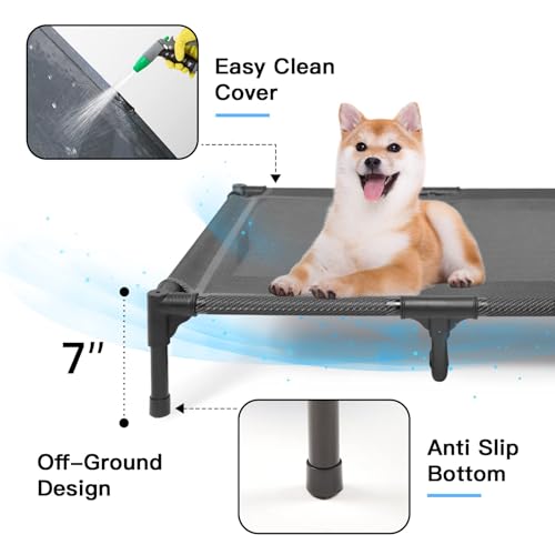 Elevated Dog Bed Waterproof Outdoor (L (36"L x 30"W x 7"H) / Grey)