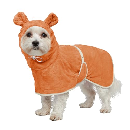 Dog Bathrobe Super Absorbent Towel Robe (Orange / Medium)