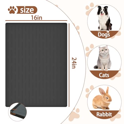 24"x16" Large Dog Food Mat (Black / 24"L x 16"W)