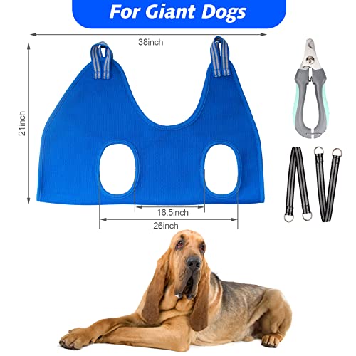 Dog Grooming Hammock for Large Dogs (XXL for Giant Dogs 120LB / Blue)