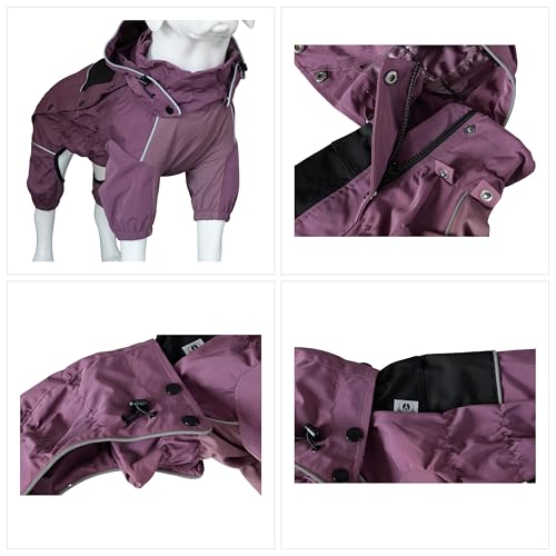 Waterproof Dog Raincoat with Removable Hood (Plum Purple / XXS (Back 9"))