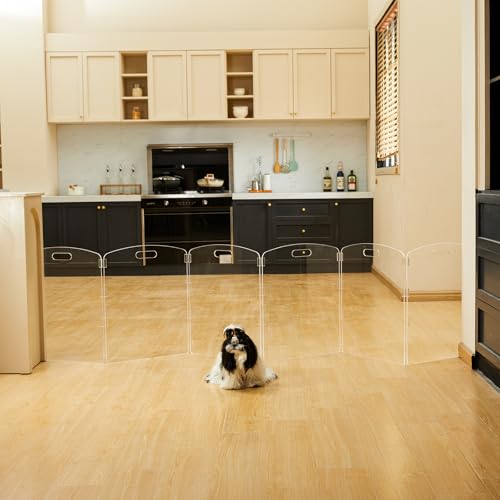 Modern Frame Clear Acrylic Freestanding Pet Gate (24" Height-6 Panel)
