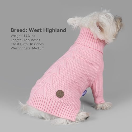 Dog Sweater Long Sleeve Warm Knit Sweaters for Large Dogs Boy Girl (Pink / XXX-Large)