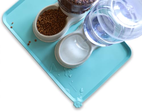Large Silicone Pet Food Mats (24" x 16" / Glacier)