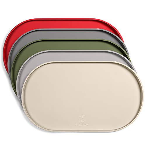 Dog Food Mat Waterproof Dog Bowl Mat (32x19 Inch (Pack of 1) / White Sand)
