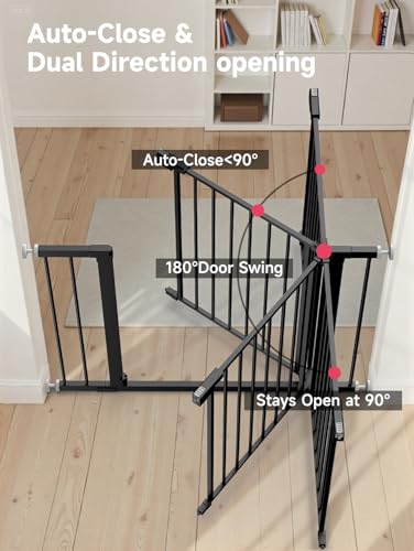 36" Extra Tall Baby Gate for Stairs (Black / 29.5-40.5"W x 36"H)