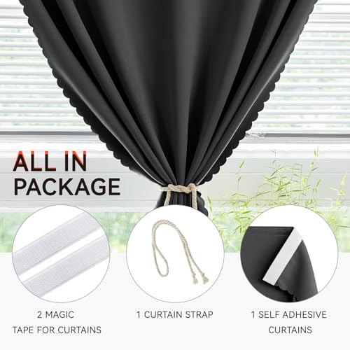 Adhesive Blackout Curtains for Window (Black / 47"W x 71"L (Pack of 1))