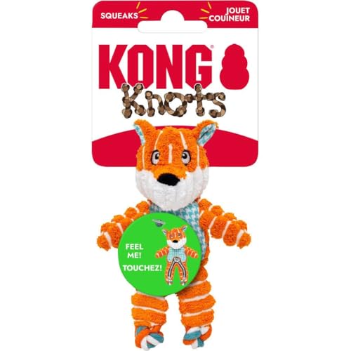 Floppy Knots Durable No‑Stuffing Squeaky Rope & Plush Dog Toy (Fox / X-Small)