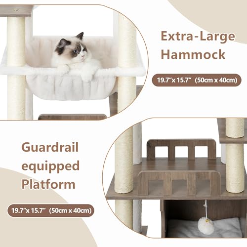 Modern Cat Tree Tower (70.9 inches / Rustic Gray)