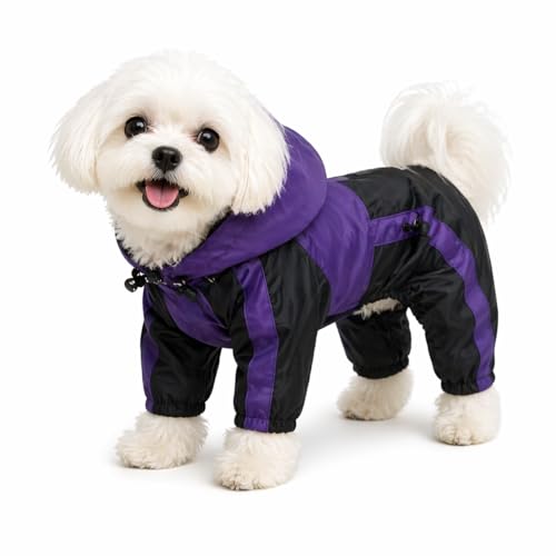 Dog Hooded Raincoat (M (Small Dog ~9lbs) / Purple)