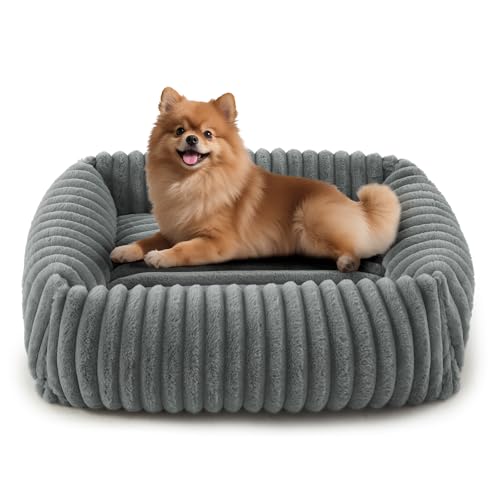 Dog Bed for Small Medium Dog (Grey / M (25"x21"x7"))