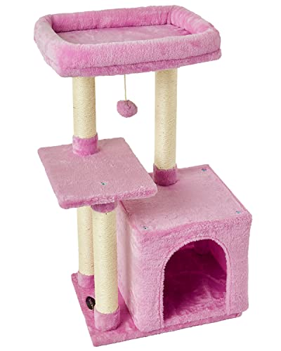 Cute Cat Tree Kitten Cat Tower Condo Cat Furniture Sisal Scratching Posts P (Pink)