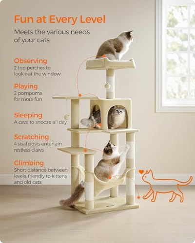 Cat Tree 54.2 (54.2 Inches / Beige)