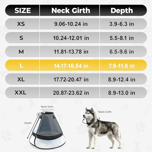 Soft Transparent Dog Cone Collar (L (Neck: 14.17-16.54") / Black)