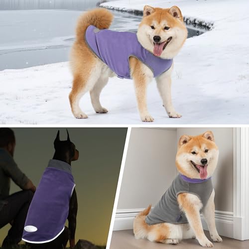 2 Pack Fleece Dog Sweater Pullover Lightweight Reflective Jacket (XXX-Large / Purple & Grey)