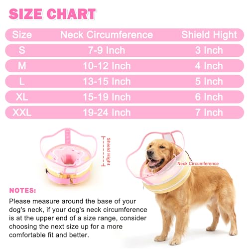 Inflatable Dog Cone Collar for Dogs to Stop Licking After Surgery (LightPink / XXL (Neck 19"-24"))