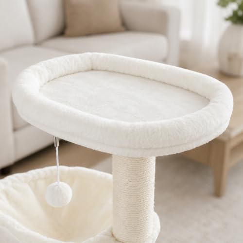 Cat Tree with Cat Condo and Two Hammocks (Small / Beige2)