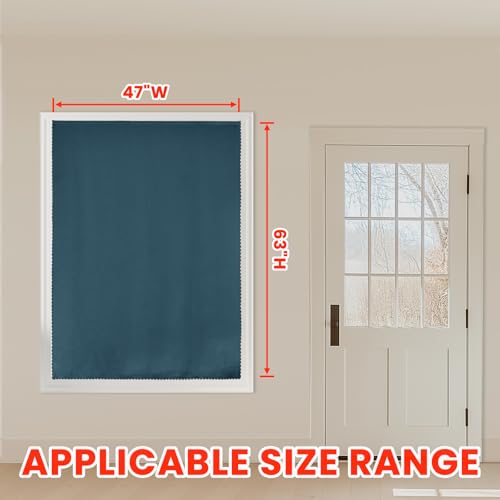 100% Window Blinds Blackout Portable Black Out Curtains Adhesive Curtains for Living Room No Drilling (Navy Blue/ Thickened / 47"W x 63"L (Pack of 1))