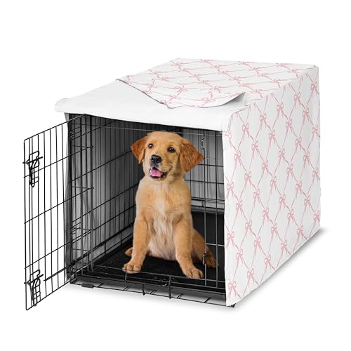 36in. Medium Dog Crate Cover (Pink Bow / 36.0"L x 23.5"W x 24.0"H)