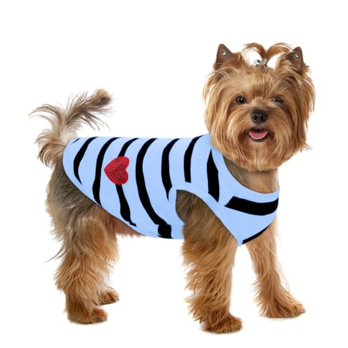 Dog Striped Shirts for Large Dogs (Blue-Vest / X-Large)