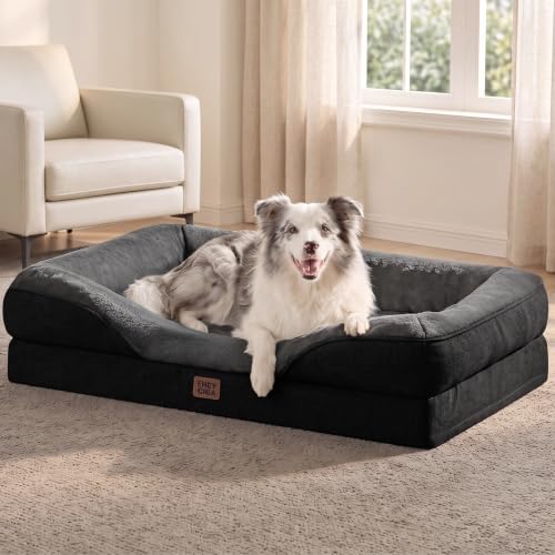 Orthopedic XL Dog Bed for Large Dog (Grey/Black / 42x30x7.5)