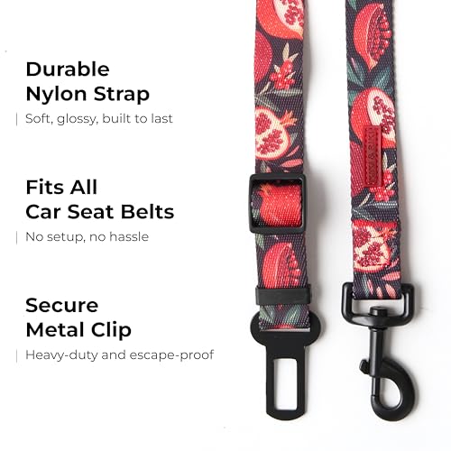 Dog Car Seat Belt (Black (Red Pomegranate))